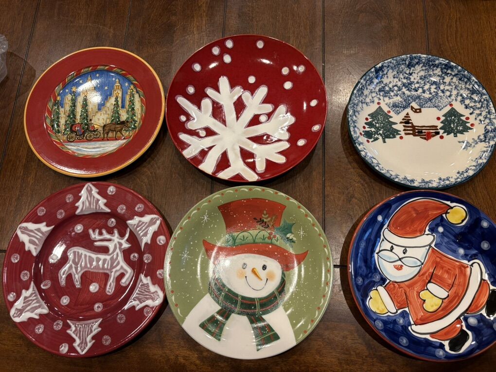 6 Christmas Winter Plates - Take 1 Or All