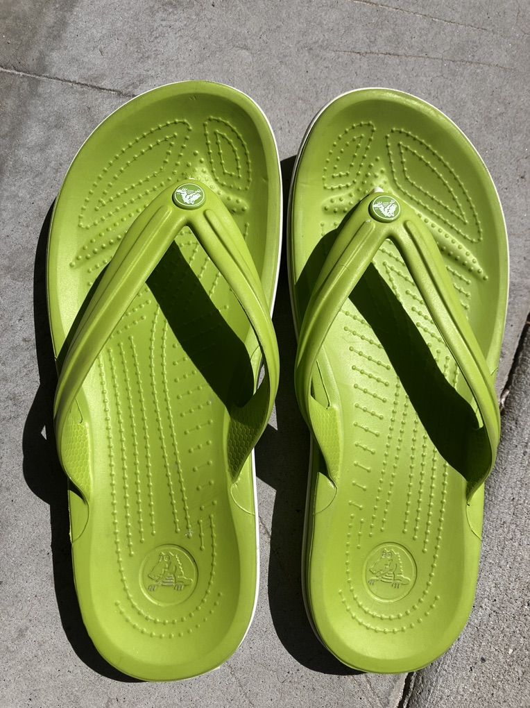 Crocs Lime Green Flip Flops Size 8