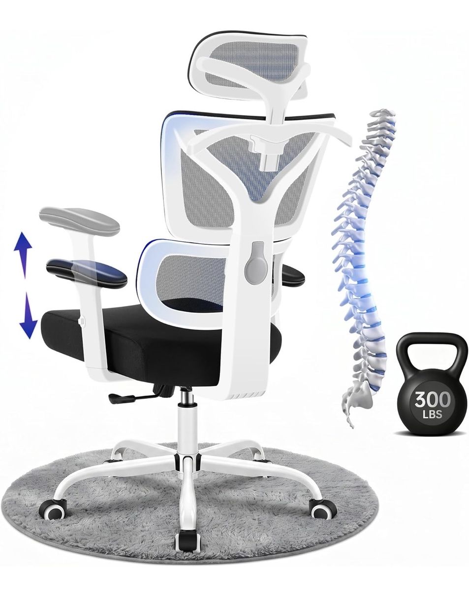 Hayelf Ergonomic Office Chair, Mesh Back, Adjustable Arms, Headrest, Lumbar Support, 300lb Capacity