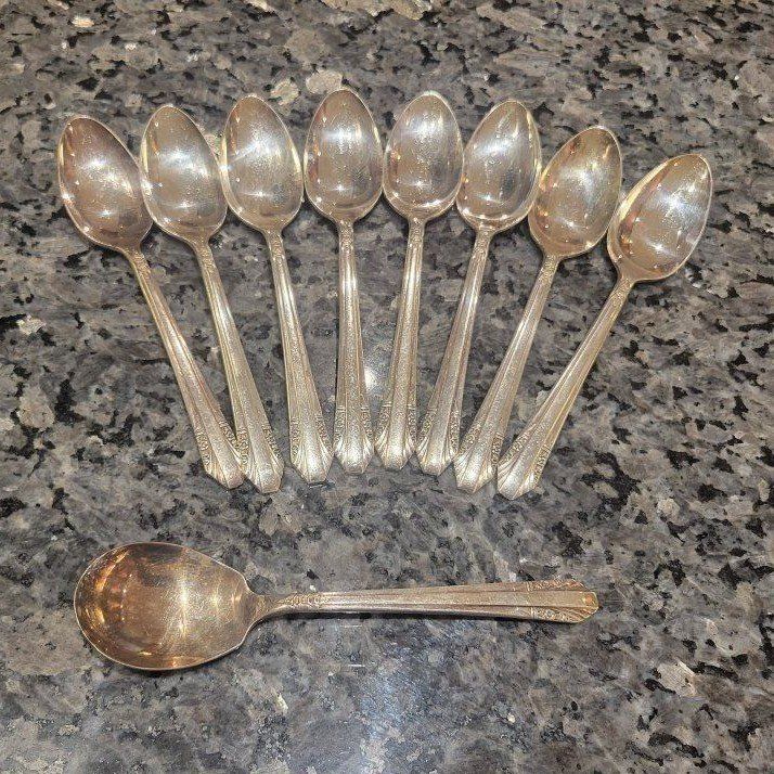 9 Picardy Silver Spoons
