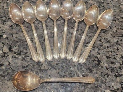 9 Picardy Silver Spoons