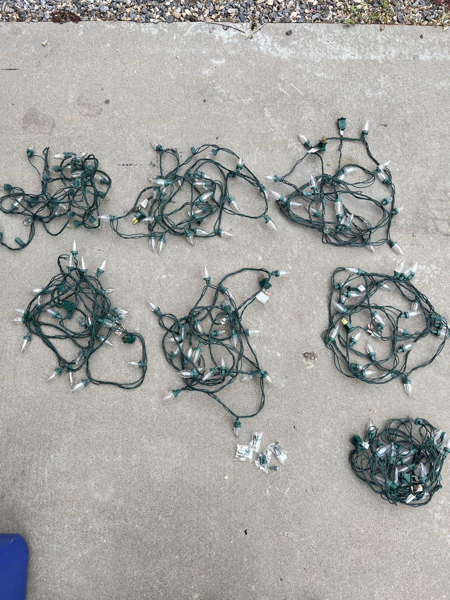 7 15ft-strands of C7 size led bulbs, bright white