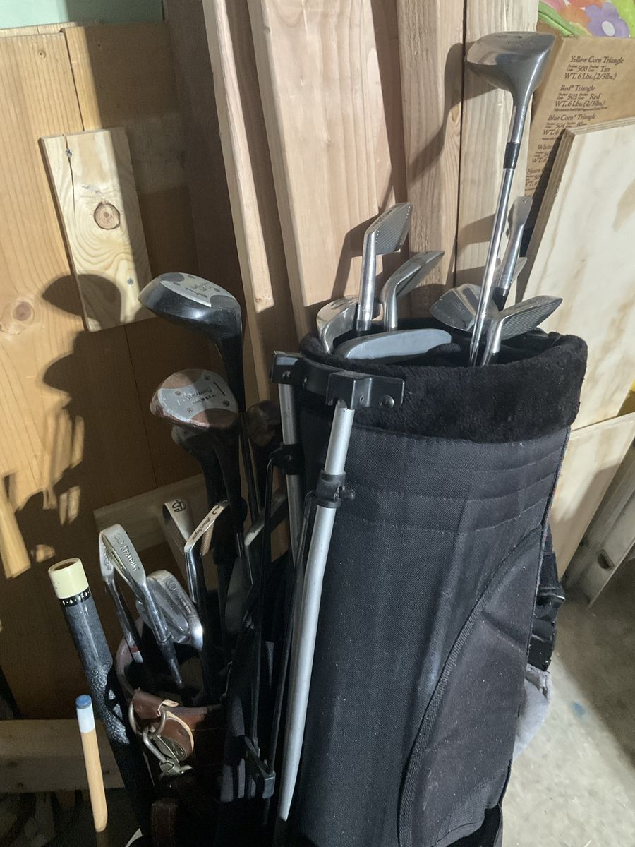 Golf clubs and bag