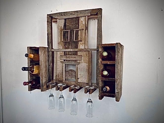 Handmade Wooden Wine Rack Wall Hanger