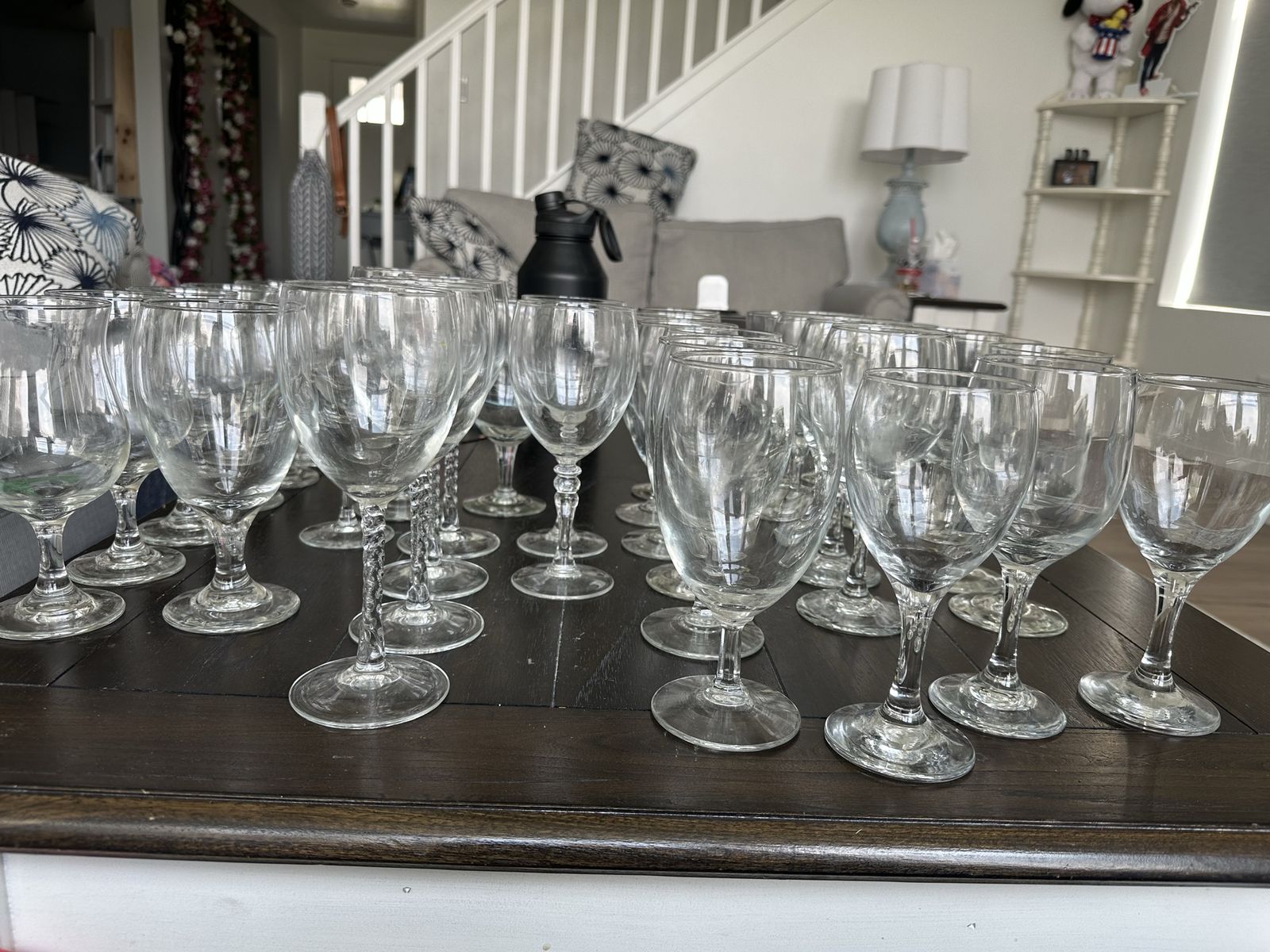 35 assorted wine glasses