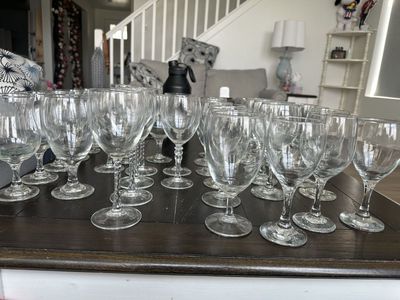 35 assorted wine glasses