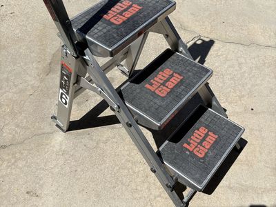 Little Giant Safety Step 3-Step Aluminum Folding Ladder Stool 300 lbs Capacity