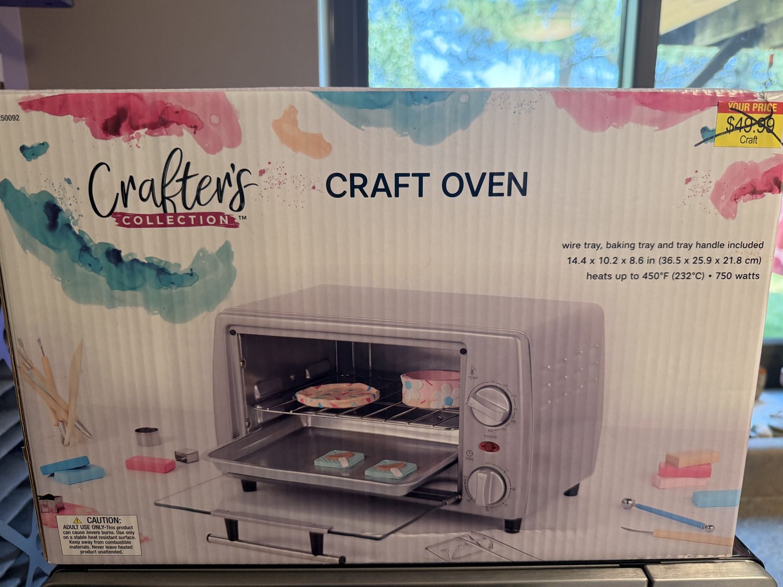 Crafter's Collection Craft Oven - 750W, 450°F Max, w/ Wire Tray & Baking Tray, 14.4x10.2x8.6 in