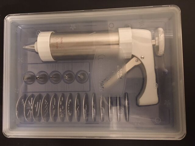 Kuhn Rikon Stainless Steel Cookie Press with Decorating Tips and Storage Box