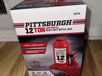 New Pittsburgh 12 ton. Heavy duty bottle jack .24.000 lbs. Max Height 15"