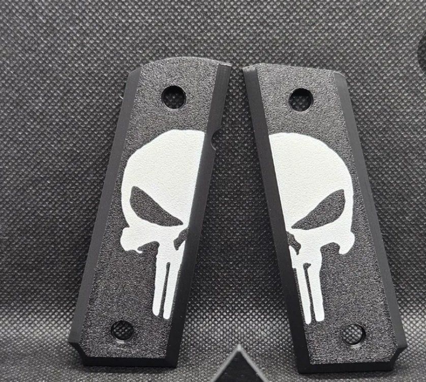Punisher Skull Design Black Pistol Grips for 1911 Full Size, Custom colors