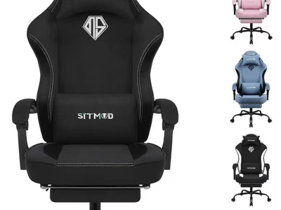 SITMOD Fabric Gaming Chair - Black Reclining Computer Office Chair w/ Footrest & Lumbar Support