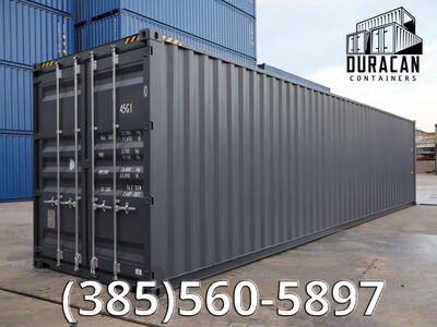 Shipping Container, 40' High Cube, New Single Trip, Storage Box - Dark Gray in Color