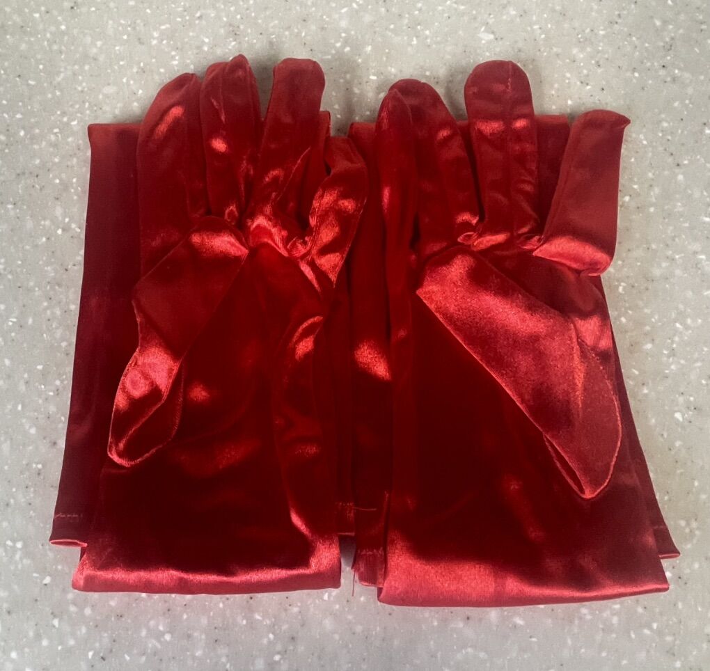 Red Satin Extra Long Red gloves.