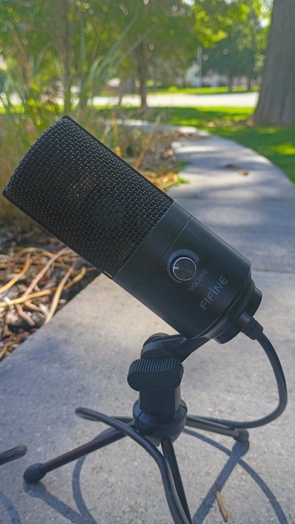 FIFINE K669B USB Condenser Microphone with Tripod Stand & Volume Control - Black