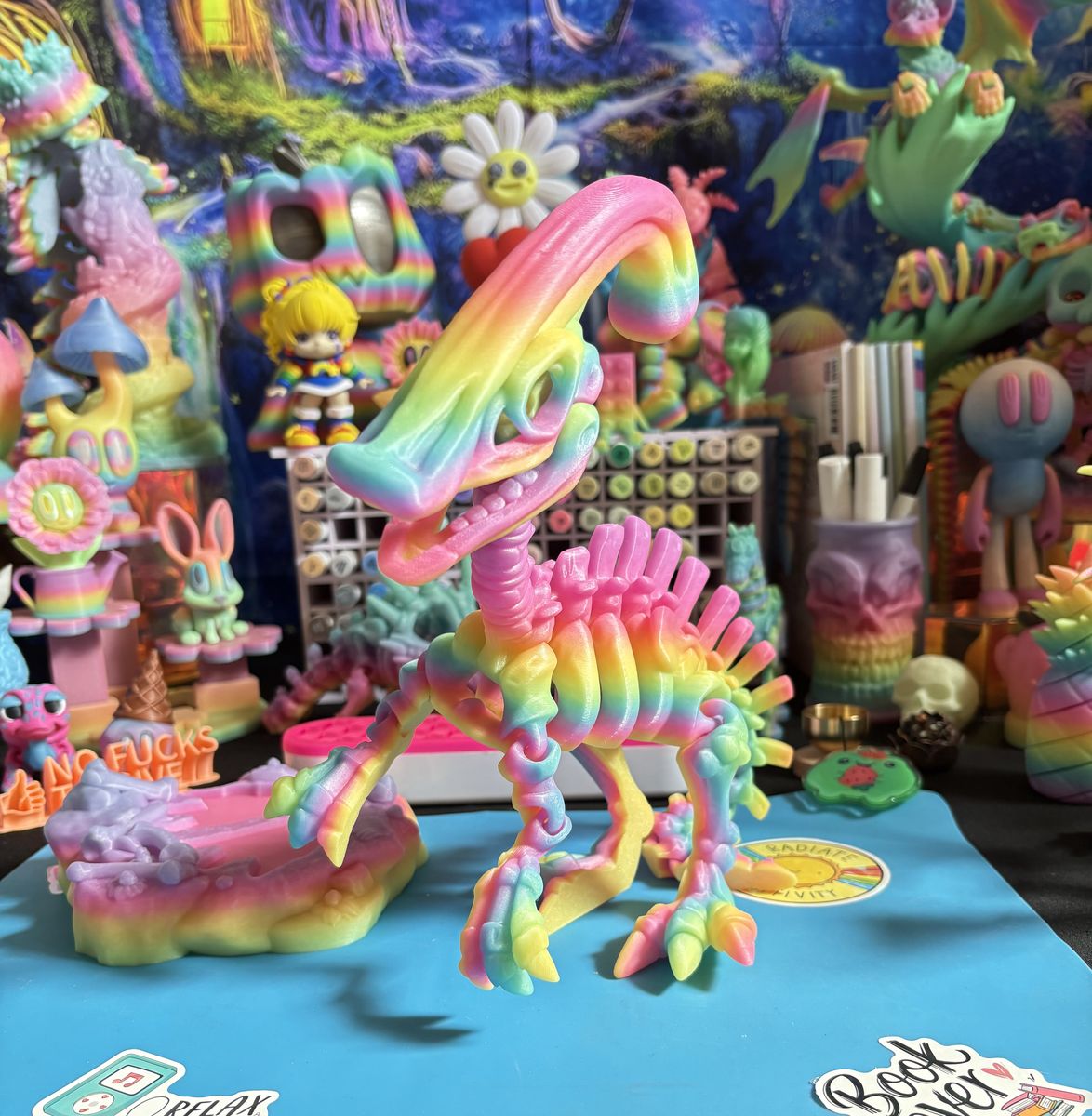 3D Printed Print Rainbow Glow In The Dark Giant Parasaurolophus Dino Dinosaur Fidget Fidgets Toy Toys