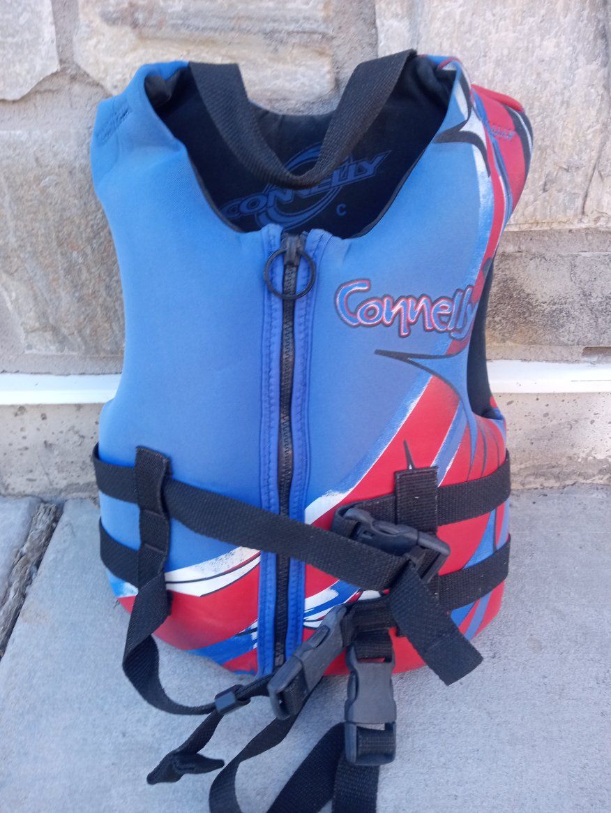 Connelly Child Life Vest (30-50 lbs) Red/White/Blue Ski Vest Type III PFD