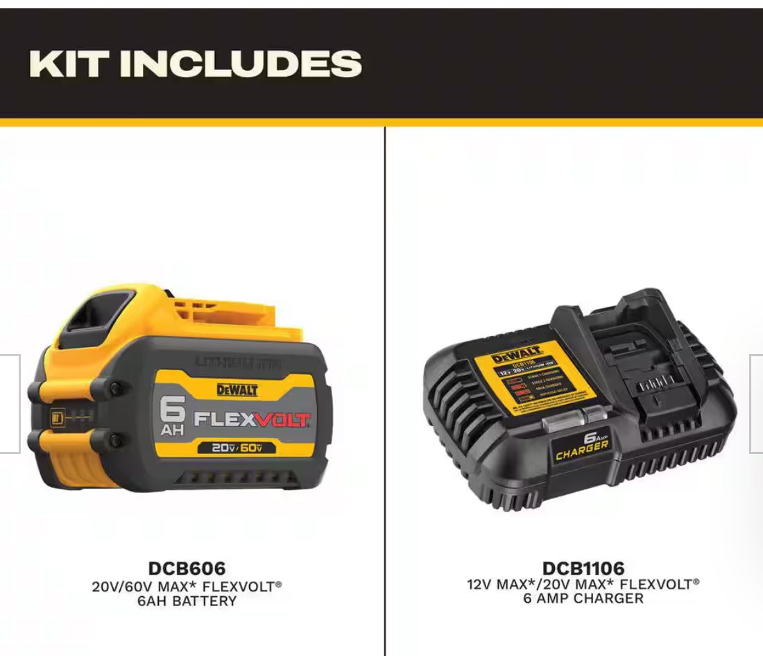 DeWalt 20 V/60 V flex volt battery with charger
