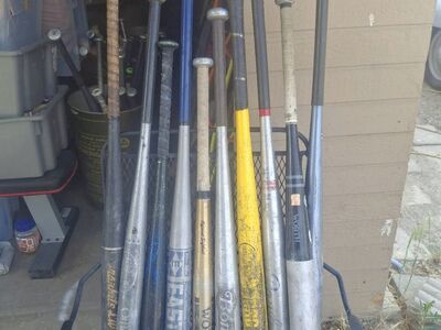 baseball softball +70 bats $50 &$25 ea $10 ea..100s of mitts $10 to $50 ea