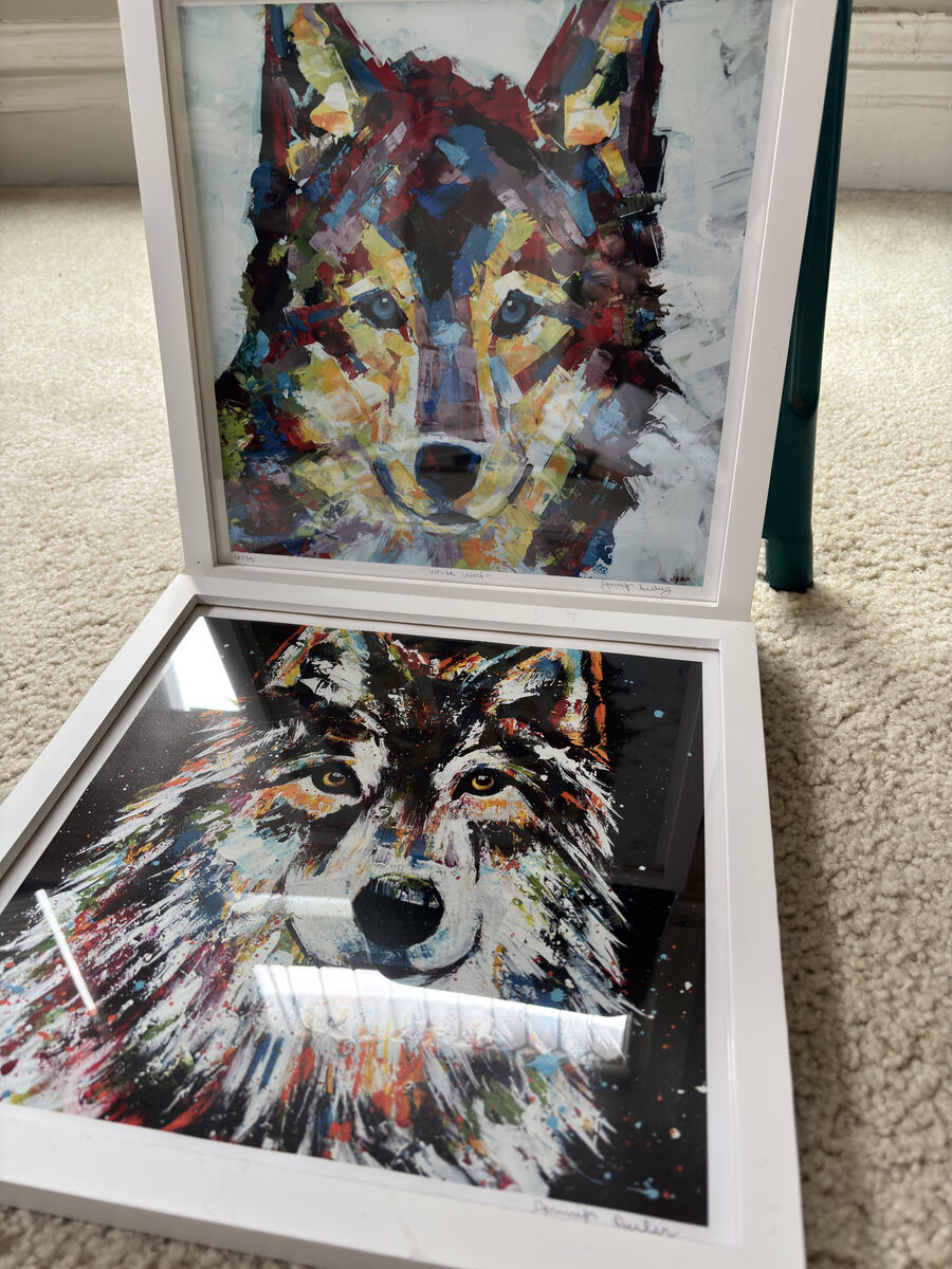 Local artist framed wolf prints