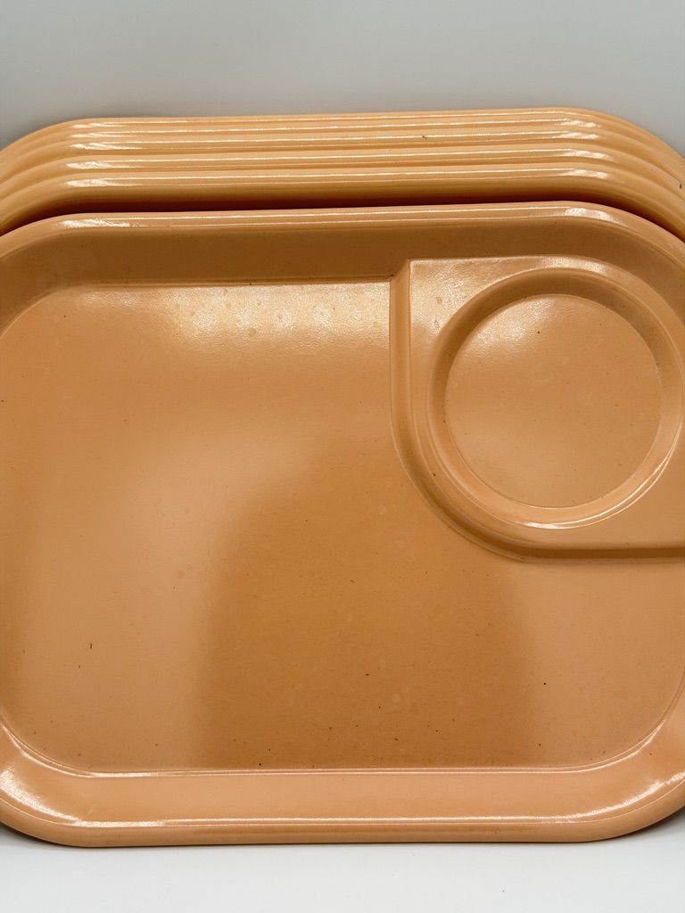 Vtg Rubbermaid Trays Lot 6 Stacking Melamine Camping TV Tray Lunch Reusable Sustainable Daycare