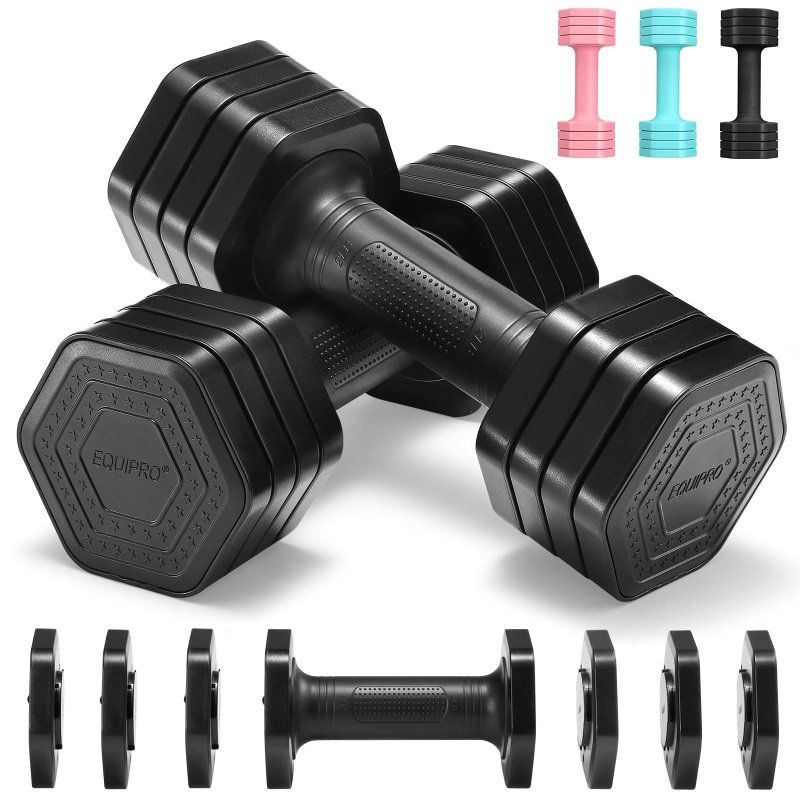 EQUIPRO Adjustable Dumbbell Set, 4 in 1 Weights at
