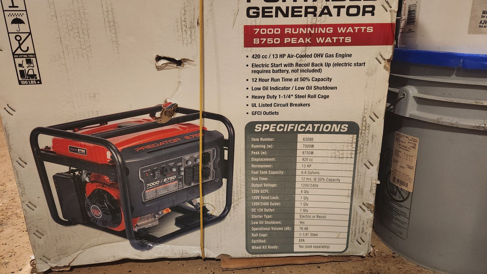 8750 Watt, 13 horsepower generator, electric start