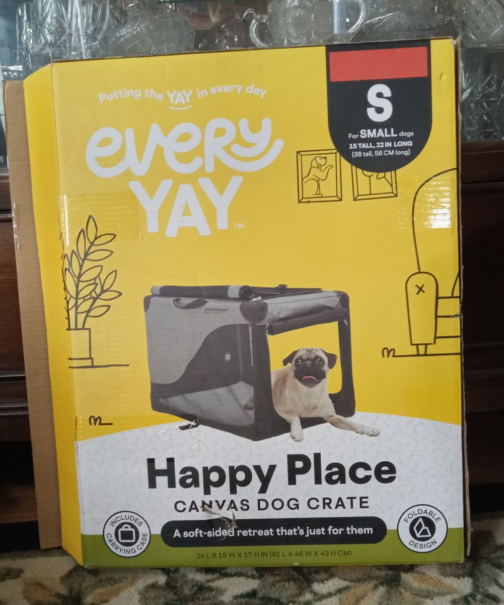 NEW EveryYay Happy Place Canvas Dog Crate - Size Small (24"x18"x17")