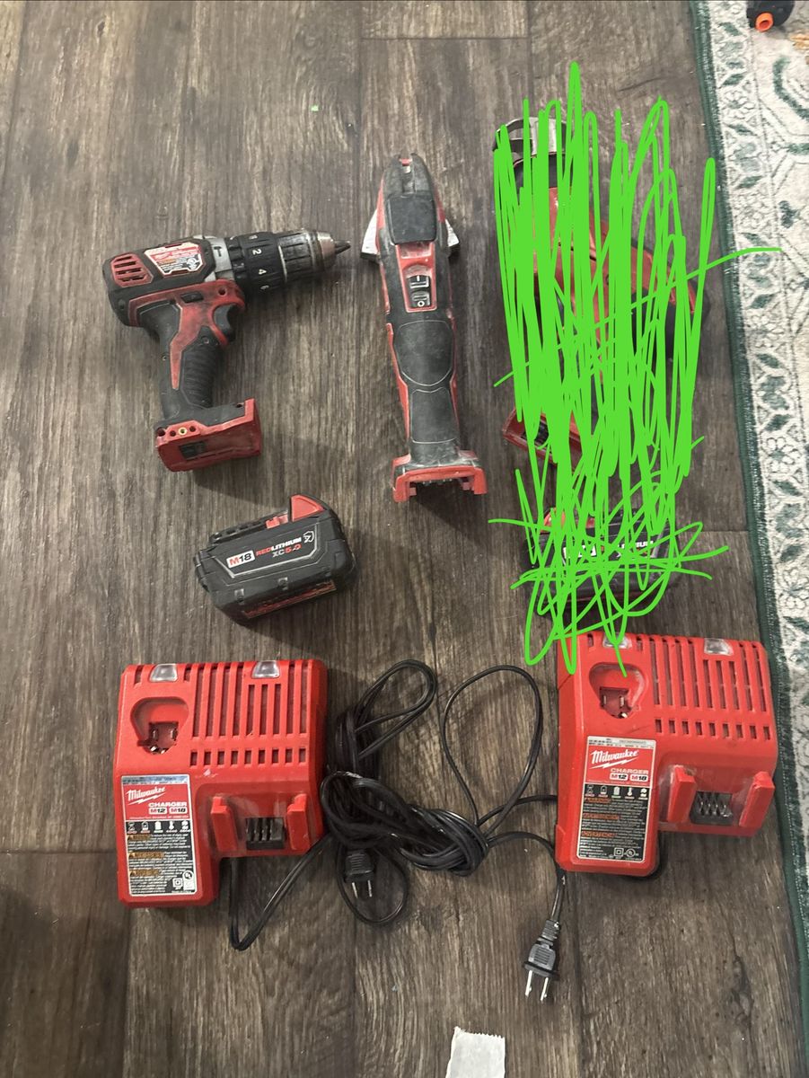 Milwaukee M18 Cordless Drill, Oscillating Multi-Tool, & Battery Chargers Combo - Used Power Tools