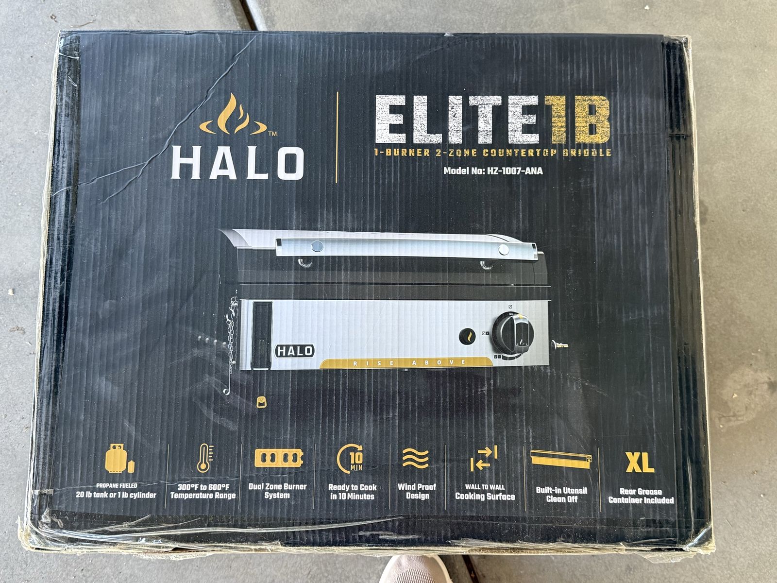 New Halo Elite1B 1-Burner 2-Zone Countertop Griddle HZ-1007-ANA, Wind Proof Design, Built-in Grease Container