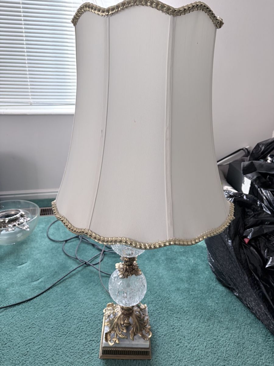Large Vintage Crystal Table Lamp