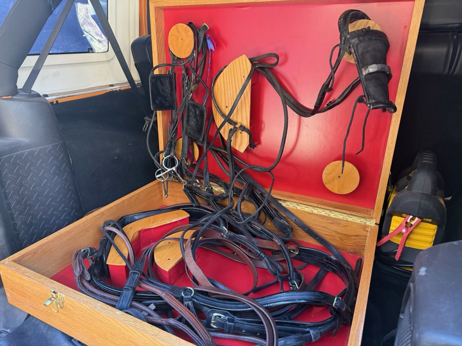 Leather Horse Harness Set with Wooden Carrying Case