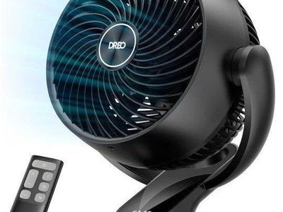 DREO Whole Room 25dB Ultra-Quiet Desk Fan, 120° Tilt, 75ft Airflow, 4 Speeds with Remote, Black