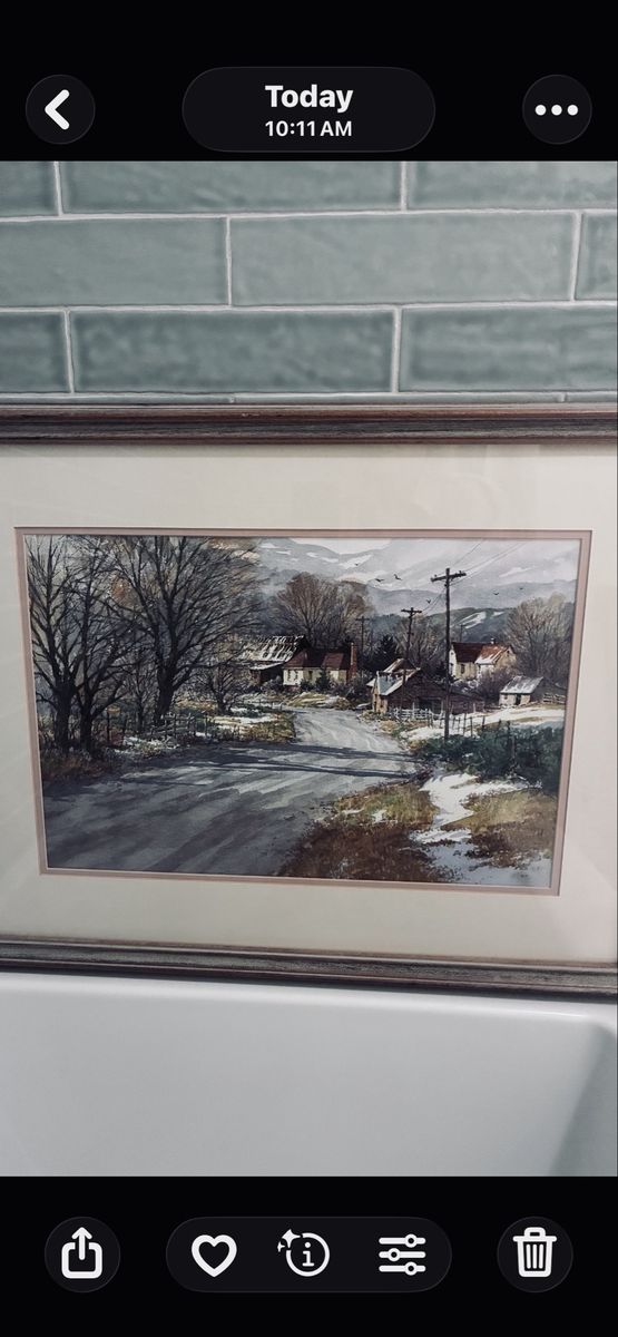 Ian Ramsay Original "Wallburg, Utah" Framed Watercolor Painting Art Print, Winter Landscape Scene