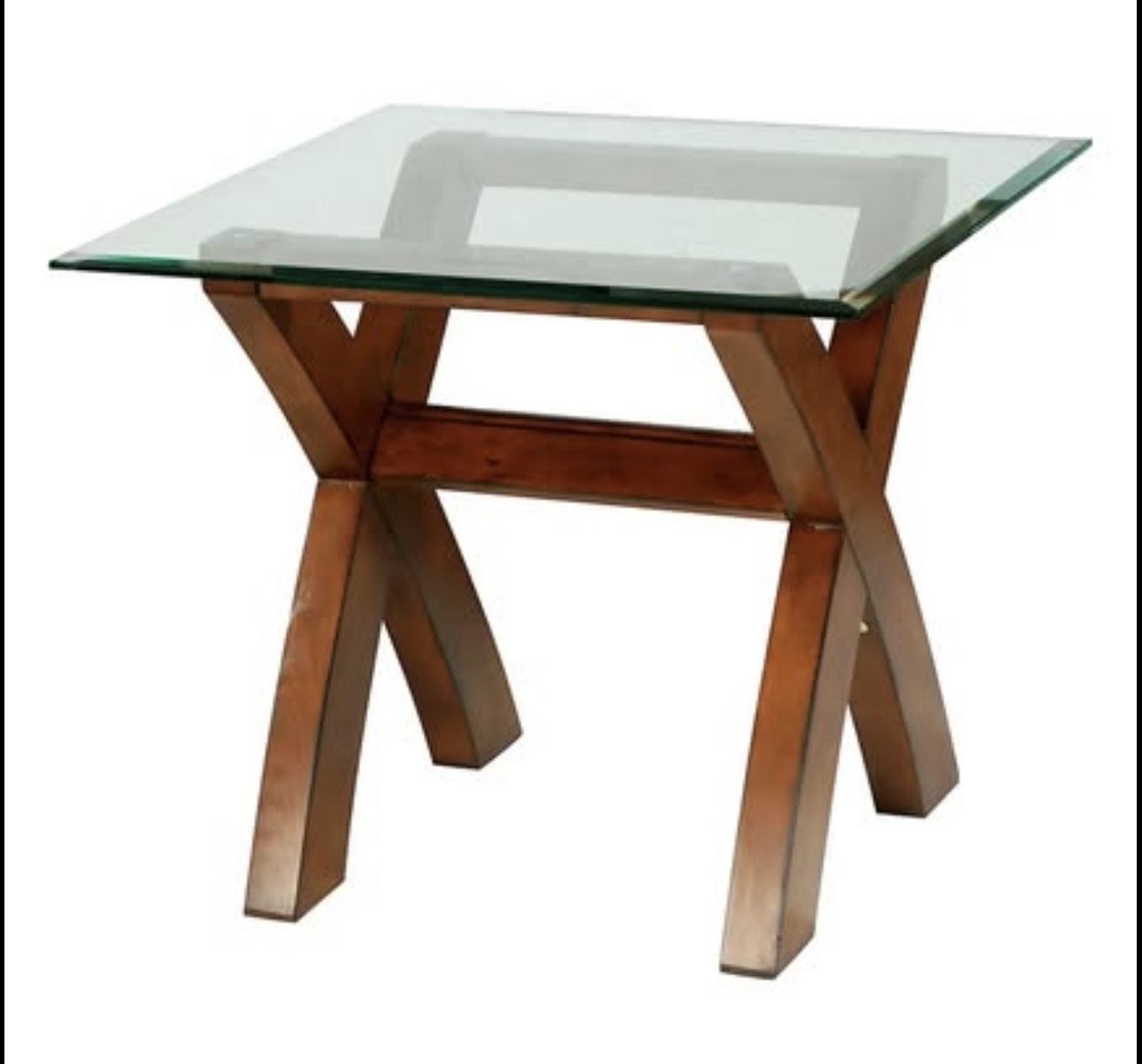 SET OF 2, SOLID WOOD GLASS TABLE! (NEW IN BOX)