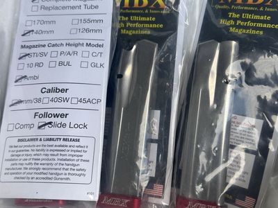 MBX Extreme STI/SV 140mm 9mm/.38 Magazine with Slide Lock Follower (QTY 3)