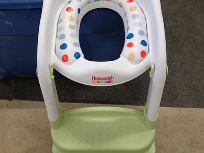Hopscotch Kids 2-in-1 Potty Training Seat with Step Stool, White/Green, Foldable