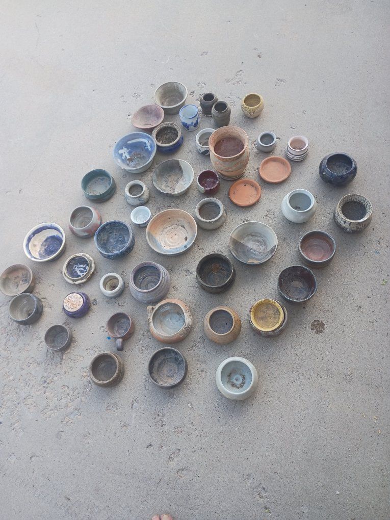40 Handmade Assorted Ceramic Bowls & Vases - Unique Pottery Collection. Or Best Offer
