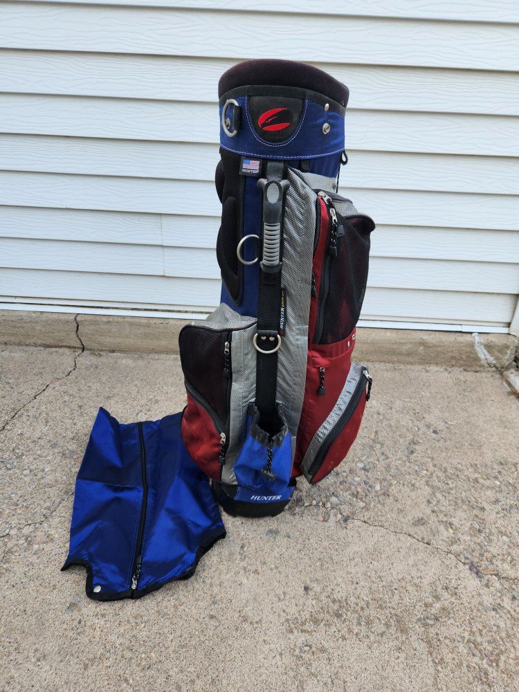 Hunter, 4 way, standing golf bag, w/rain cover