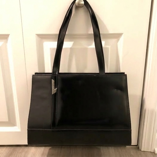 Classic Black Leather Shoulder Bag Handbag Hard Case Style