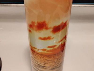 Sunset Ocean Scene Travel Tumbler - Insulated Mug with Lid and Straw