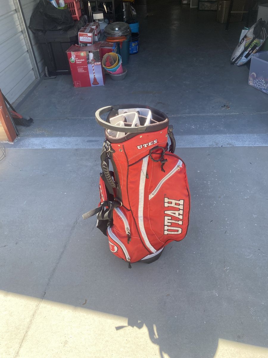 UTAH Utes Golf Cart Bag Red & White 14-Way Divider Stand and Carry