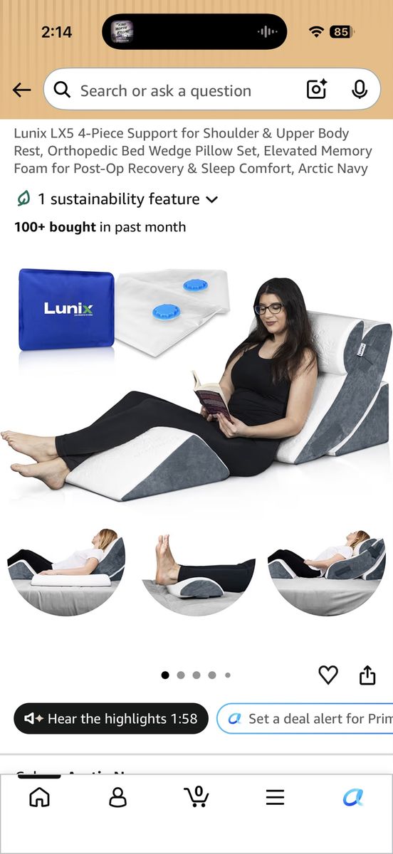 Wedge pillow set great for surgery.