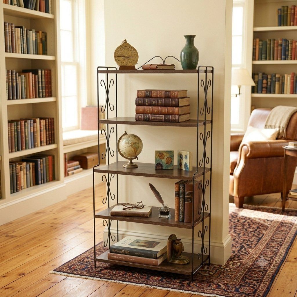 Vintage Mid-century Metal Shelf Bookshelf Shelving