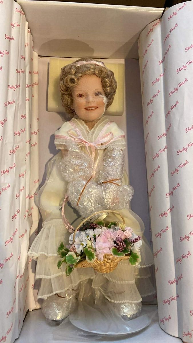Shirley Temple "The Little Colonel" Porcelain Doll in Original Box with Basket