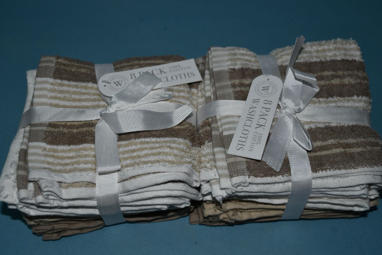 16 NEW WASHCLOTHS ~ SHADES of BROWN & WHITE ~ 100% COTTON ~ ALL FOR $5