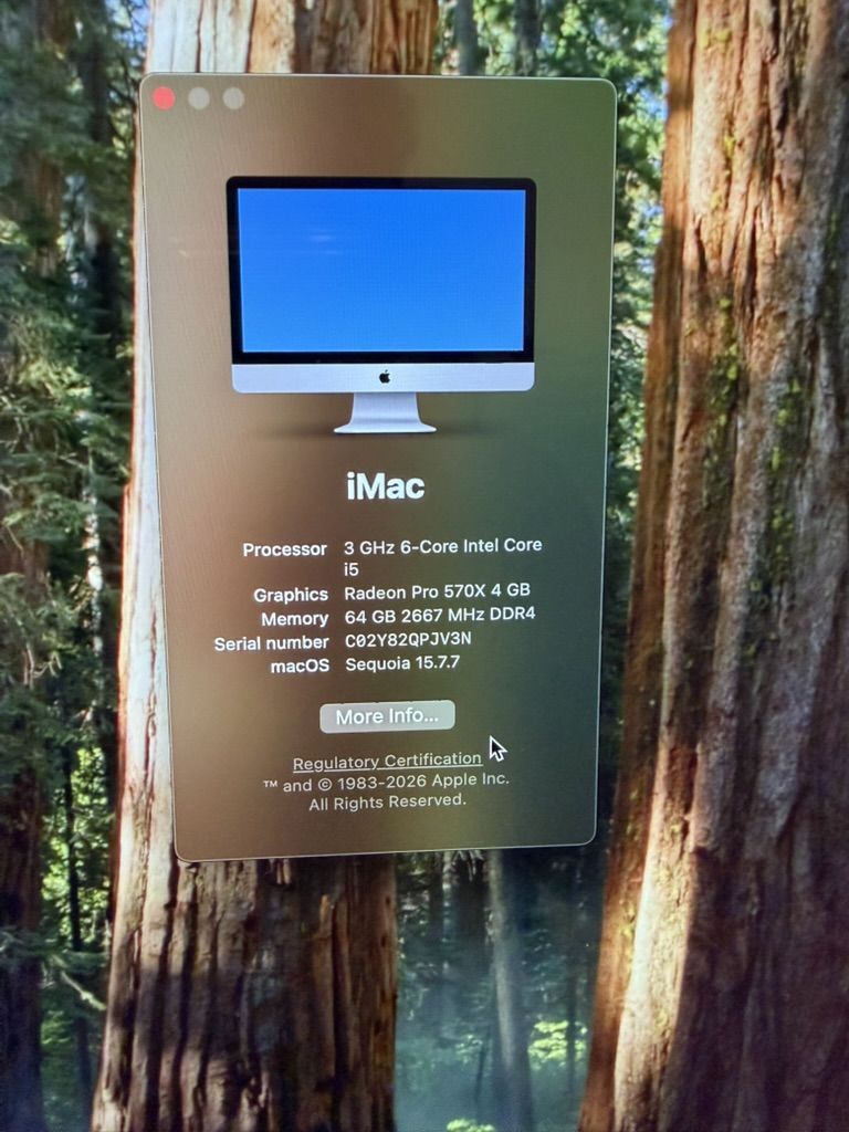 Apple iMac 2019 27" 5K Retna 64 GB RAM 3GHz I5