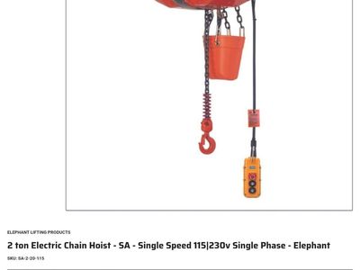 Elephant 2 ton Chain, hoist 115v