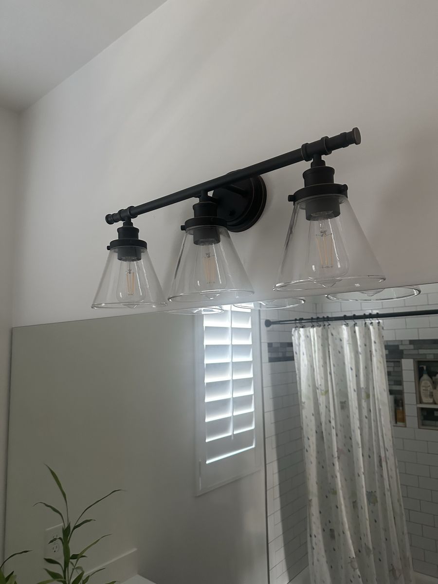 3 light vanity fixture- really nice thick glass - 2 available
