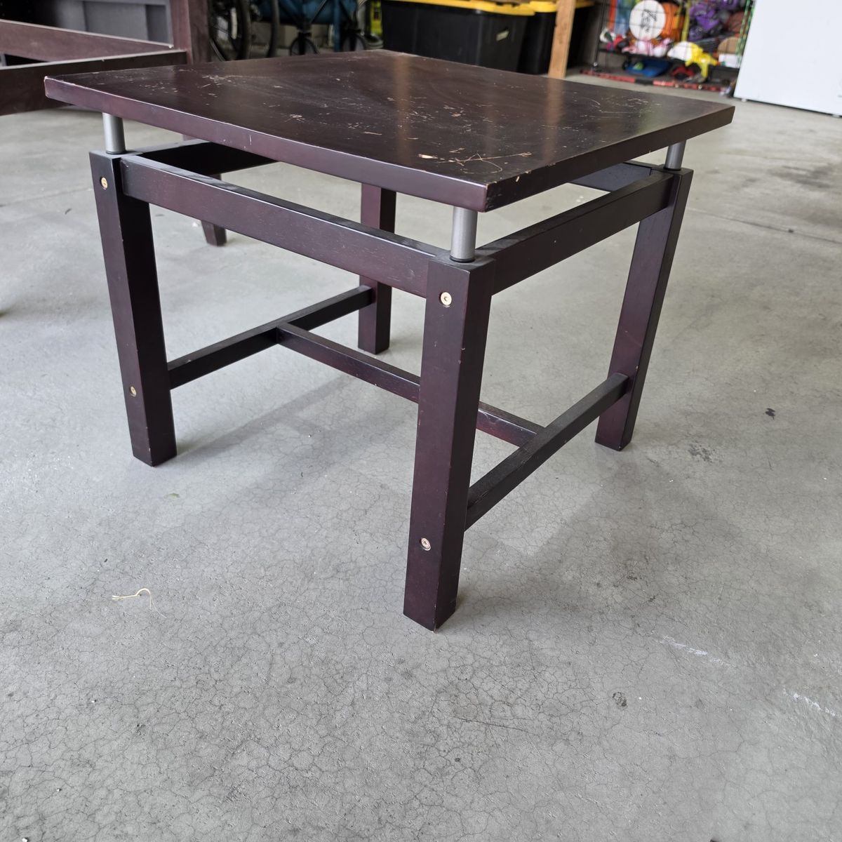 Used Dark Wood Square End Table / Side Table